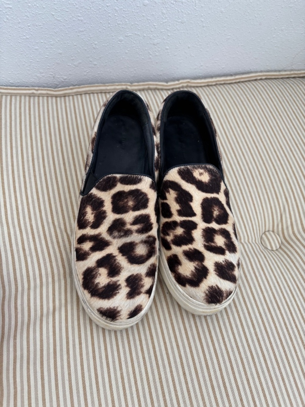 CELINE Leopard Print Pony Hair Slip On Sneakers EU 37